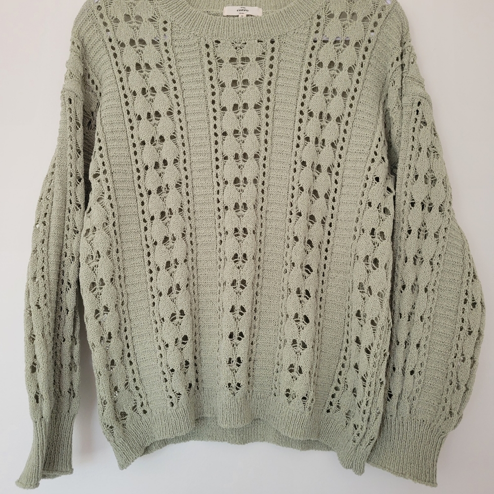 entro Cottagecore Pointelle Summer Knit Beach Cozy‎ Sage Green S